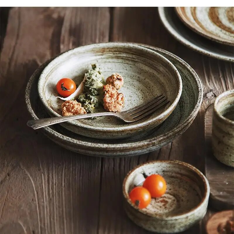 Home Cooking In Japanese - Japońska ręcznie robiona kamionkowa zastawa stołowa,