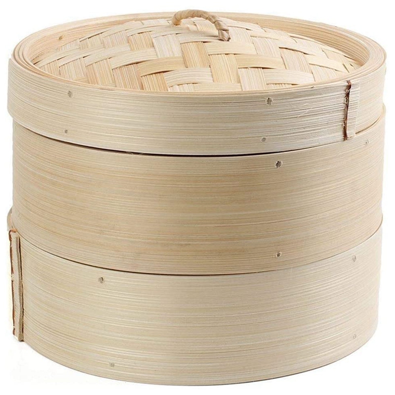 Steamer Bamboo Set - Bambusowy parowar 2-poziomowy 8-calowy kosz Dim