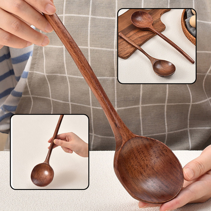 Home Cooking In Japanese - Długa drewniana łyżka do ramenu, japońskie